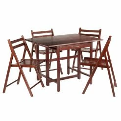Wholesale 🌟 Rectangle Winsome Trading Taylor 5 Piece Drop Leaf Table Folding Chair Set 🔔 -Kitchen Sales Store detailWI820