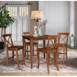Discount 🛒 Square International Concepts 36 X 36 In. Counter Height Dining Table With 4 X-Back Stools - 5 Piece Dining Set 😍 -Kitchen Sales Store detailWWI1184