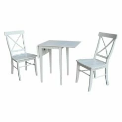 Brand new 😉 Rectangle International Concepts Dual Drop Leaf 3 Piece Dining Table Set With X-Back Chairs 🥰 -Kitchen Sales Store detailWWI632