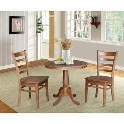 Budget 🎉 Round International Concepts 3 Piece Dining Set With Emily Chairs ✔️ -Kitchen Sales Store detailWWI760