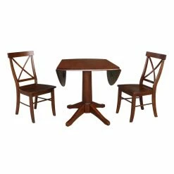 Flash Sale ⌛ International Concepts Riley 3 Piece Round Top Pedestal Table Set 💯 -Kitchen Sales Store detailWWI948
