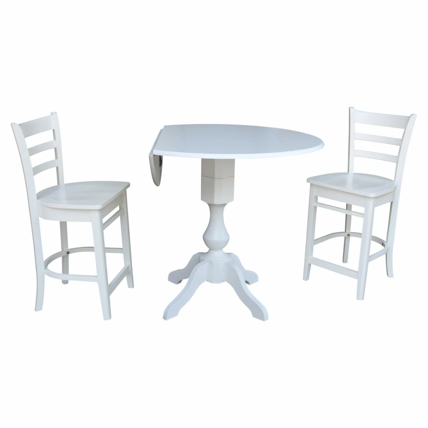Hot Sale ❤️ International Concepts 3 Piece Round Pedestal Gathering Height Table Set With Drop Leaf Extensions ✨ 4 Hot Sale ❤️ International Concepts 3 Piece Round Pedestal Gathering Height Table Set With Drop Leaf Extensions ✨ - Image 2
