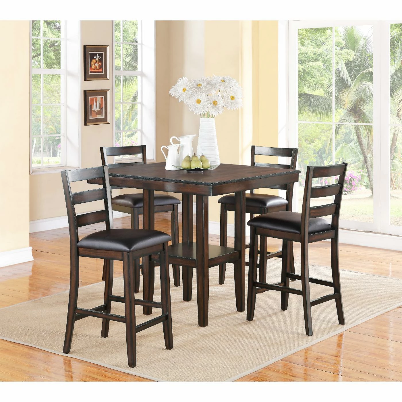 Best Pirce π Crown Mark Tahoe Vinyl Square 5 Piece Counter Height Dining Table Set β€οΈ 4 Best Pirce π Crown Mark Tahoe Vinyl Square 5 Piece Counter Height Dining Table Set β€οΈ - Image 2