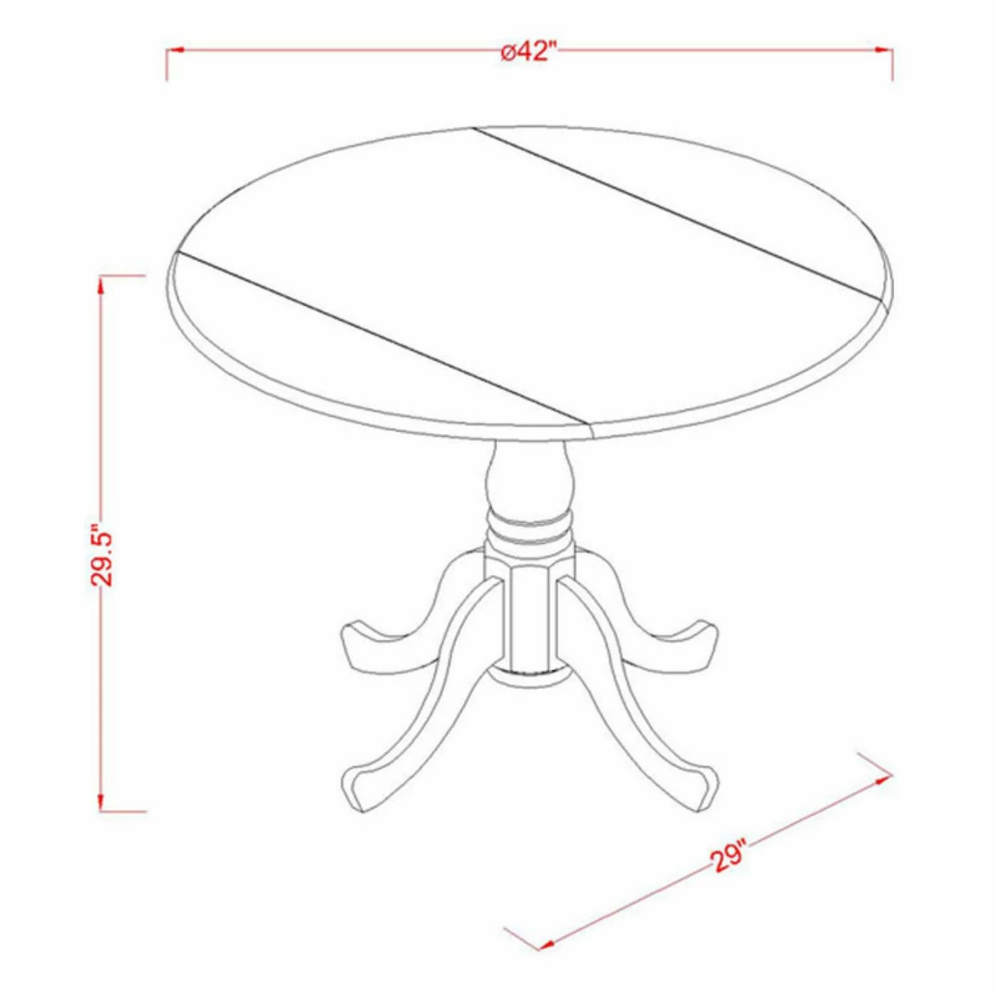 Outlet 🛒 Round East West Furniture Dublin DLPO3-C Three Piece Drop Leaf Dining Set 🔥 4 Outlet 🛒 Round East West Furniture Dublin DLPO3-C Three Piece Drop Leaf Dining Set 🔥 - Image 2