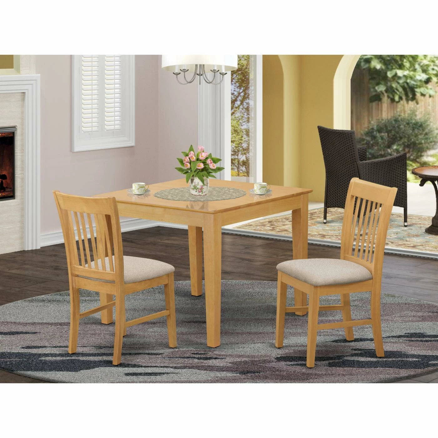 Best Sale 🛒 Square East West Furniture 3 Piece Slat Back Breakfast Nook Dining Table Set 👏 4 Best Sale 🛒 Square East West Furniture 3 Piece Slat Back Breakfast Nook Dining Table Set 👏 - Image 2