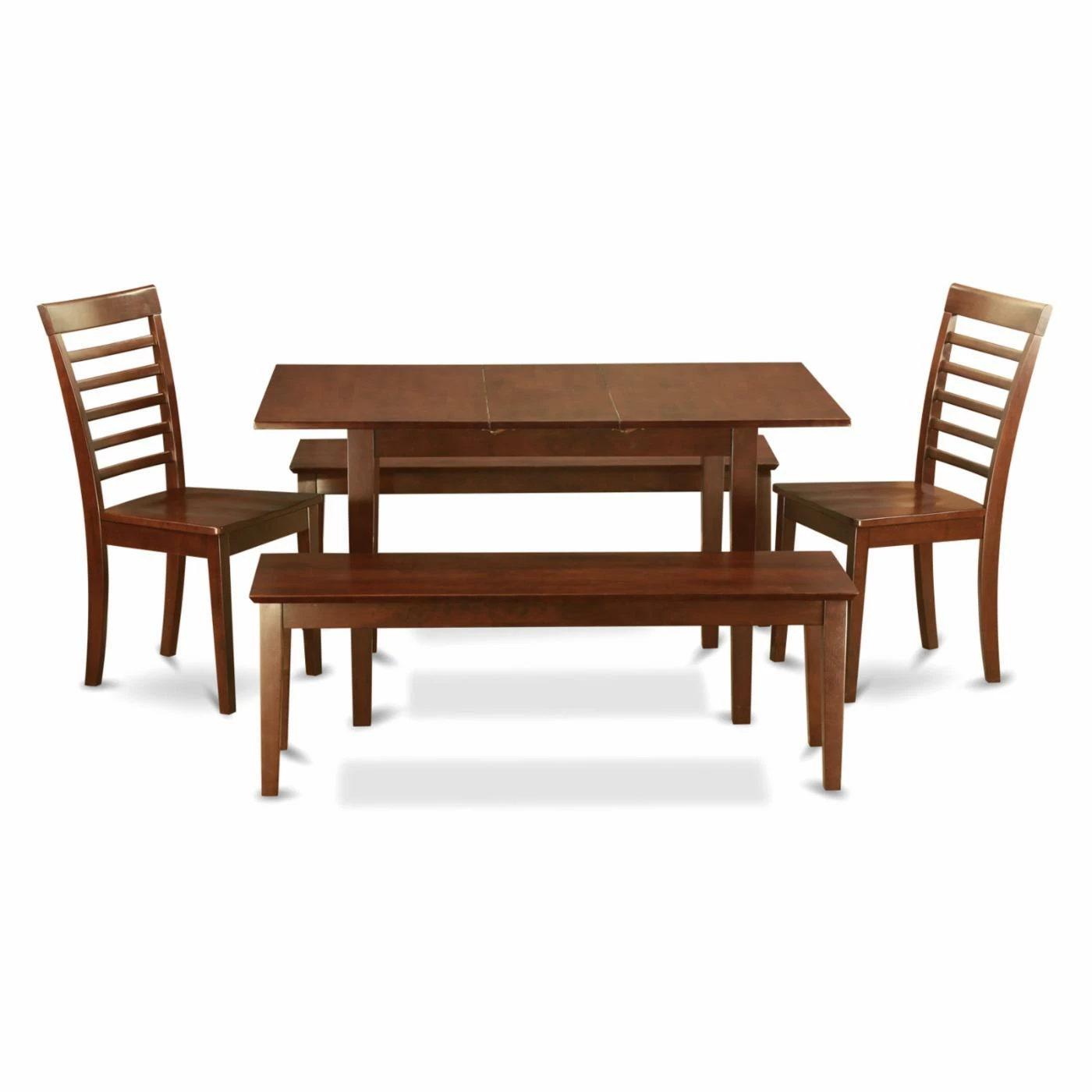 Budget π₯° Rectangle East West Furniture Norfolk 5 Piece Straight Ladder Back Dining Table Set With 2 Benches π 4 Budget π₯° Rectangle East West Furniture Norfolk 5 Piece Straight Ladder Back Dining Table Set With 2 Benches π - Image 2