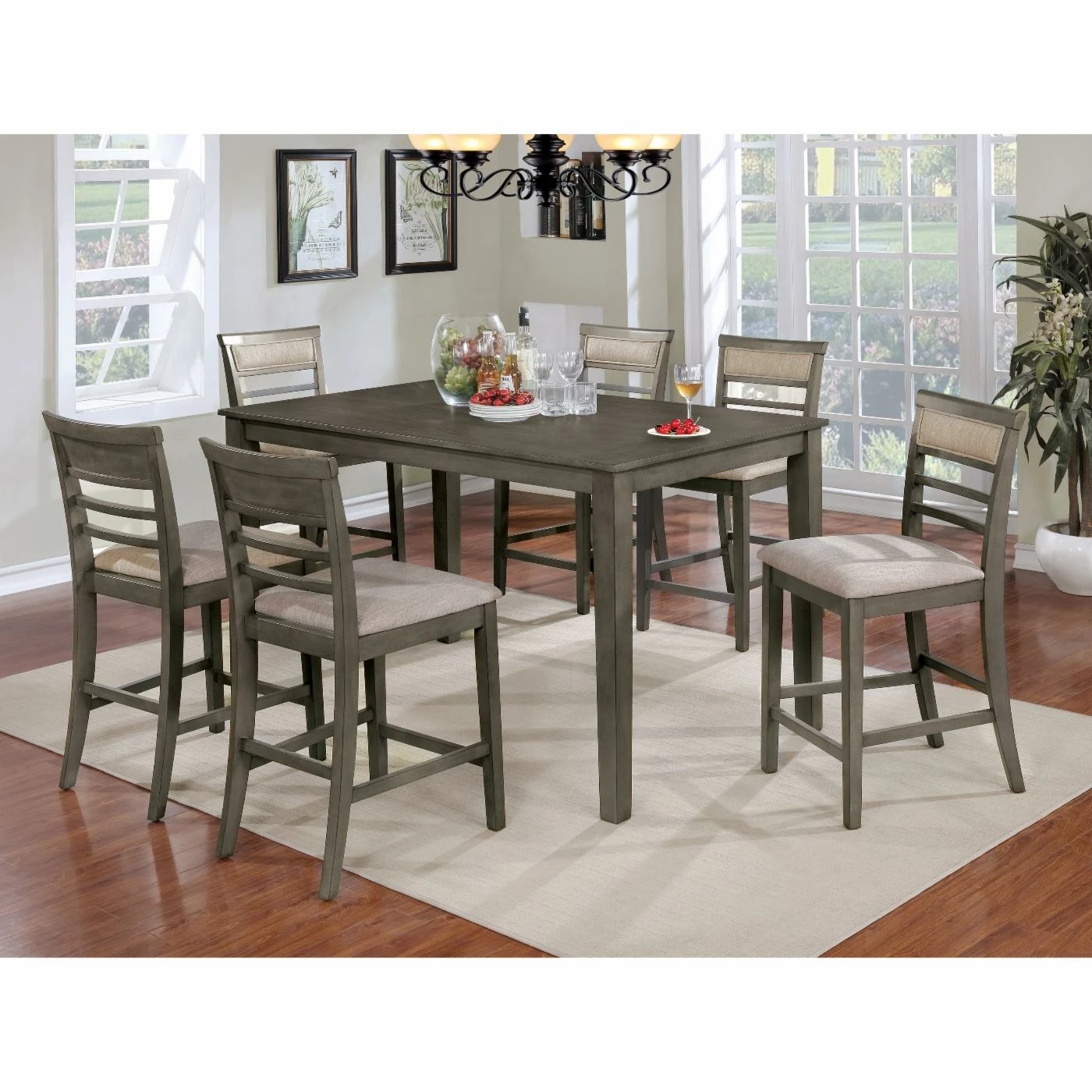 Budget ✔️ Rectangle Furniture Of America Fairbanks 7 Piece Contemporary Counter Height Table Set 🎁 4 Budget ✔️ Rectangle Furniture Of America Fairbanks 7 Piece Contemporary Counter Height Table Set 🎁 - Image 2