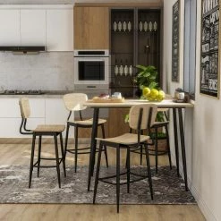 Promo ⌛ Rectangle Furniture Of America Vivaldi 5-Piece Counter Height Table Set - Gray 🥰 -Kitchen Sales Store inuseENLB5420