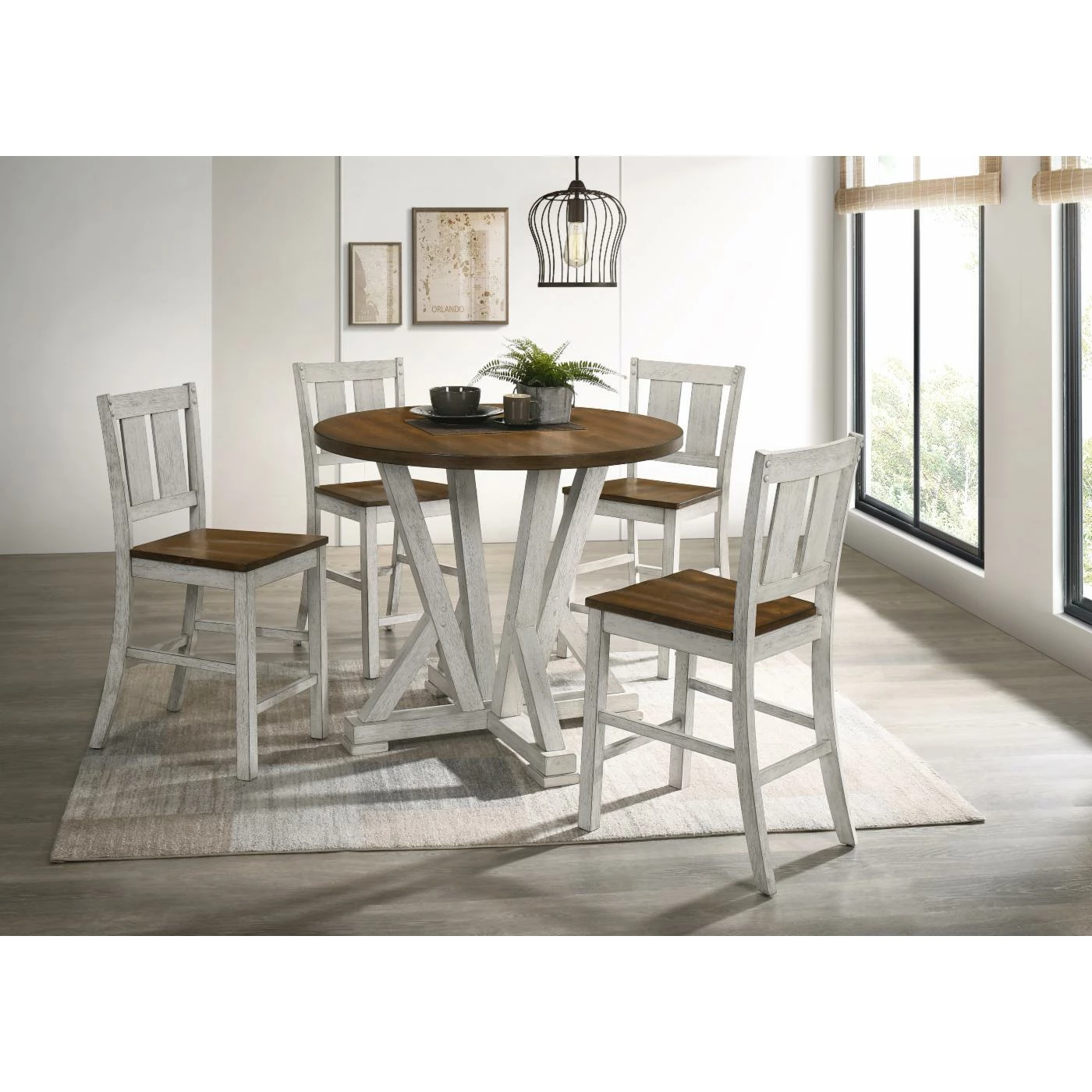 Promo ⌛ Round Furniture Of America Milforde Farmhouse Dining Sets - Light Oak 🛒 4 Promo ⌛ Round Furniture Of America Milforde Farmhouse Dining Sets - Light Oak 🛒 - Image 2