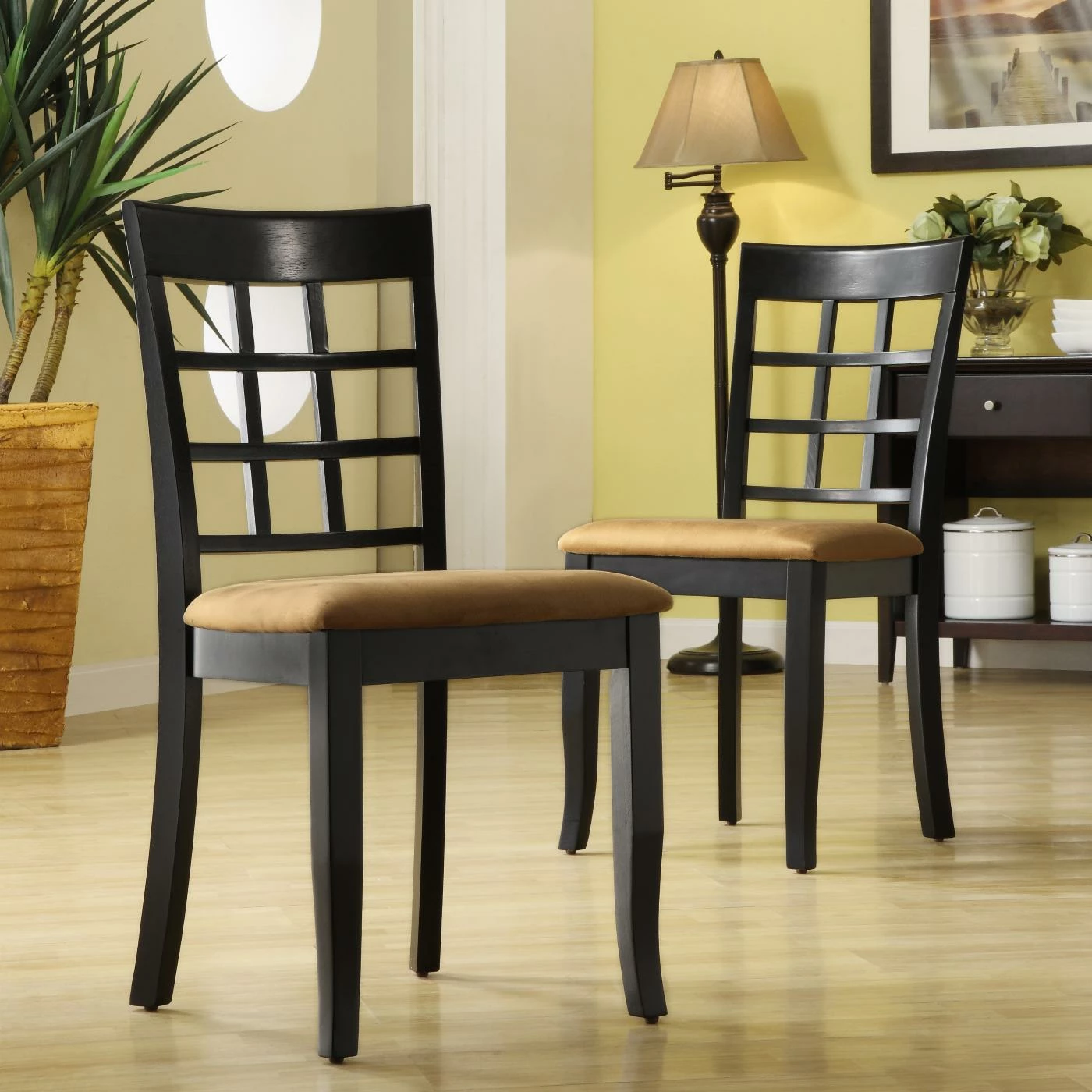 Outlet π Homelegance Tibalt 5 Pc. Rectangle Black Dining Table Set - 60 In. With Window Back Chairs π 4 Outlet π Homelegance Tibalt 5 Pc. Rectangle Black Dining Table Set - 60 In. With Window Back Chairs π - Image 2