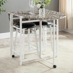 Outlet 👏 K&B Furniture Round K&B Furniture 3 Piece Faux Marble Dinette Set 🎉 8 Outlet 👏 K&B Furniture Round K&B Furniture 3 Piece Faux Marble Dinette Set 🎉 -Kitchen Sales Store inuseKBF967