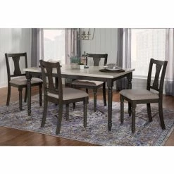 Flash Sale ⌛ Rectangle Powell Willow 5-Piece Dining Set - Dark Gray And Smokey White 🧨 -Kitchen Sales Store inuseLHD2384