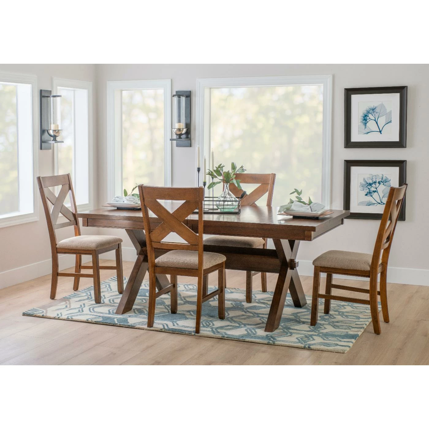Best Pirce π Rectangle Powell Kraven 5-Piece Dining Set - Dark Hazelnut π 4 Best Pirce π Rectangle Powell Kraven 5-Piece Dining Set - Dark Hazelnut π - Image 2