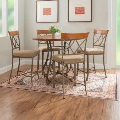 Flash Sale π Round Powell Hamilton 5-Piece Counter Height Dining Set - Brushed Faux Medium Cherry And Matte Pewter And Bronze π 6 Flash Sale π Round Powell Hamilton 5-Piece Counter Height Dining Set - Brushed Faux Medium Cherry And Matte Pewter And Bronze π -Kitchen Sales Store inusePO2812