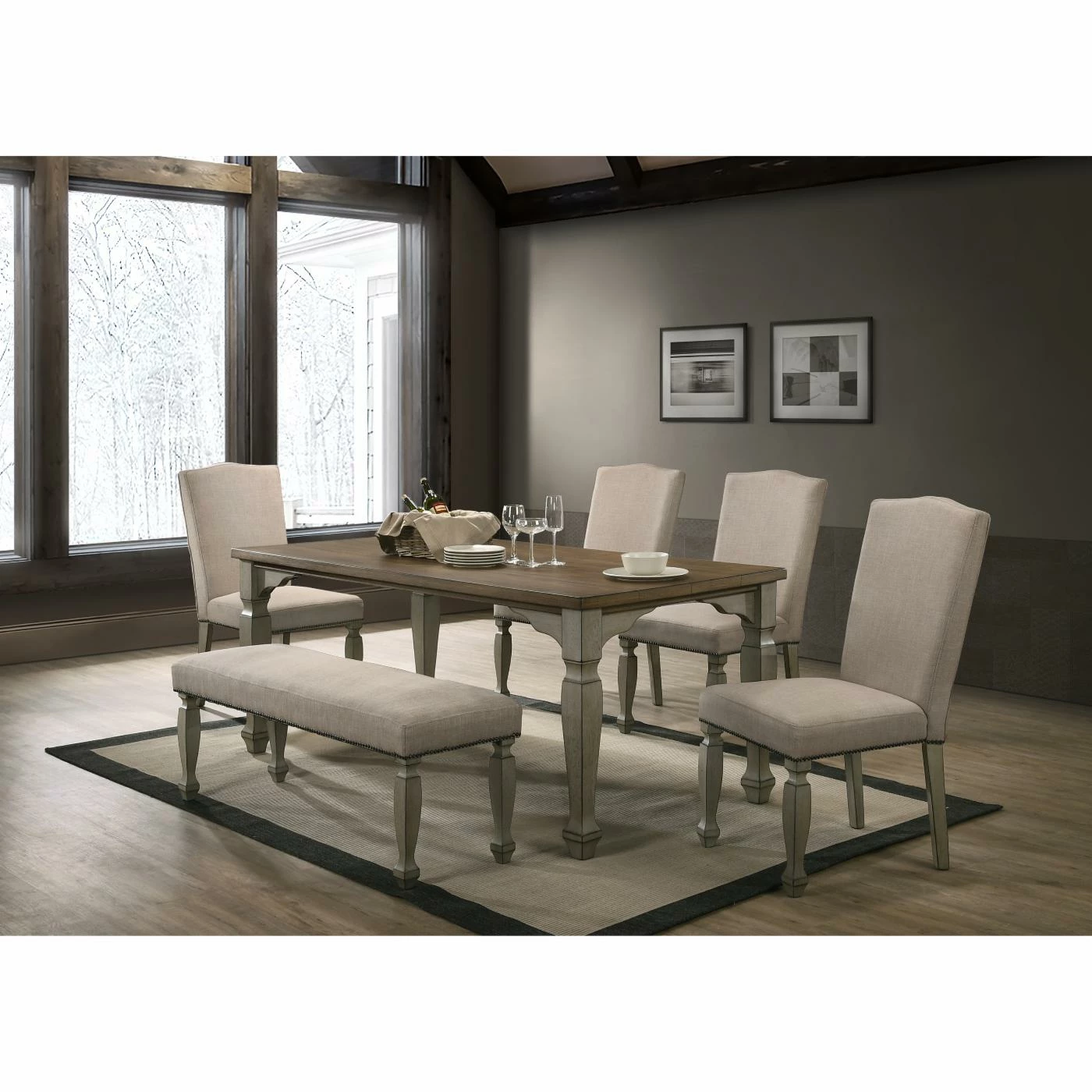 Flash Sale 🔥 Rectangle Roundhill Furniture Breda 6 Piece Dining Set 😉 4 Flash Sale 🔥 Rectangle Roundhill Furniture Breda 6 Piece Dining Set 😉 - Image 2