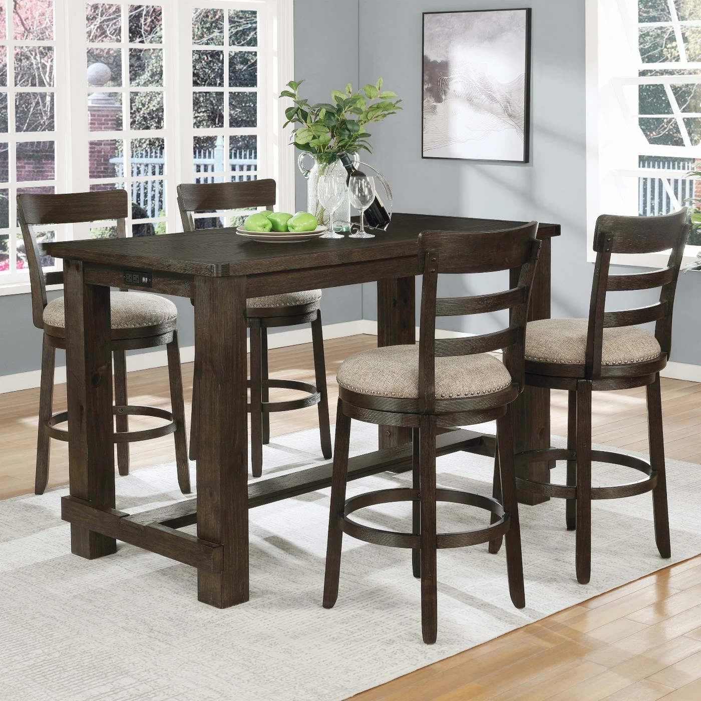 Hot Sale ๐ Rectangle Roundhill Furniture Kessel 5 Piece Wood Counter Height Dining Table Set ๐ฅฐ 4 Hot Sale ๐ Rectangle Roundhill Furniture Kessel 5 Piece Wood Counter Height Dining Table Set ๐ฅฐ - Image 2