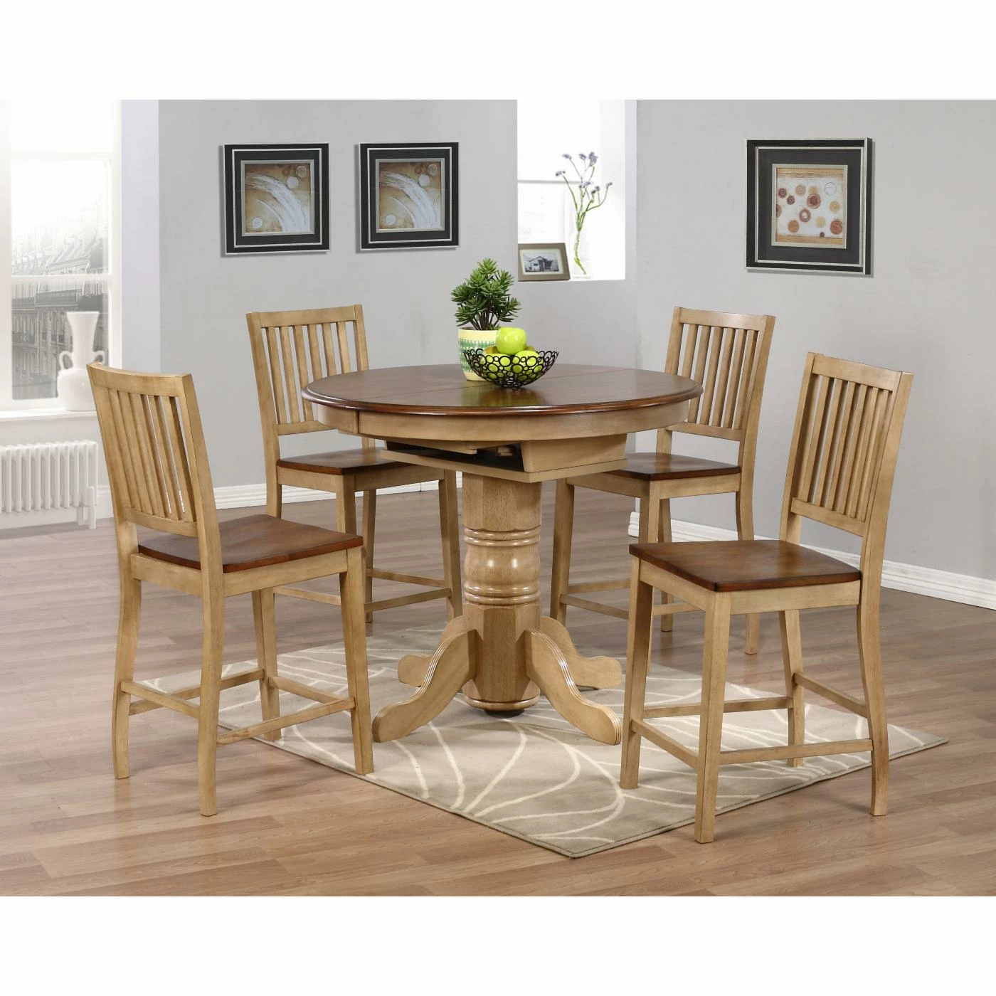 Promo 🛒 Oval Sunset Trading 5-Piece Brook Butterfly Leaf Pub Dining Table Set With Slat Back Stools 😉 4 Promo 🛒 Oval Sunset Trading 5-Piece Brook Butterfly Leaf Pub Dining Table Set With Slat Back Stools 😉 - Image 2