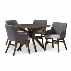 Cheapest 👍 Round HN Home Devey Mid-Century Modern 5 Piece Dining Set 🌟 -Kitchen Sales Store inuseWSI3166