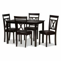 Deals 🛒 Rectangle Baxton Studio Rosie 5 Piece Rectangular Dining Set 👍 -Kitchen Sales Store inuseWSI3771