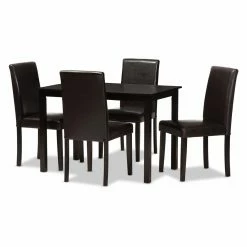 Budget 🤩 Rectangle Baxton Studio Mia 5 Piece Rectangular Dining Set ✨ -Kitchen Sales Store inuseWSI3778