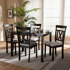 Hot Sale 👏 Rectangle Baxton Studio Rosie 5 Piece Contemporary Dining Set 😉 -Kitchen Sales Store inuseWSI4059