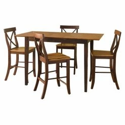 Best reviews of 😉 Kitchen & Dinette Sets International Concepts Middleton 5 Piece Counter Height Dining Table With 4 X-Back Stools - Cinnamon/Espresso ✔️ -Kitchen Sales Store inuseWWI278