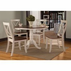 Discount ⌛ Oval International Concepts Raymond 5 Piece Round Dining Table Set With Extension Leaf 👏 -Kitchen Sales Store inuseWWI488