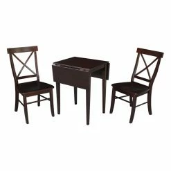 Brand new 😉 Rectangle International Concepts Dual Drop Leaf 3 Piece Dining Table Set With X-Back Chairs 🥰 -Kitchen Sales Store inuseWWI632