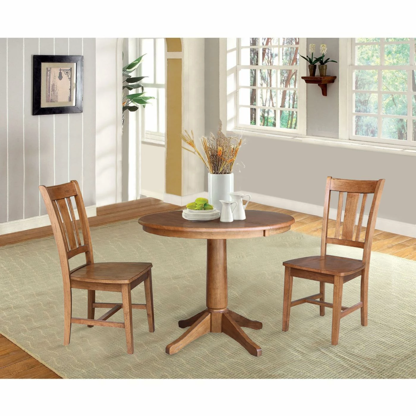 Cheapest π Oval International Concepts 36 In. 3 Piece Straight Base Dining Table Set With San Remo Chairs And 12 In. Extension Leaf π 4 Cheapest π Oval International Concepts 36 In. 3 Piece Straight Base Dining Table Set With San Remo Chairs And 12 In. Extension Leaf π - Image 2