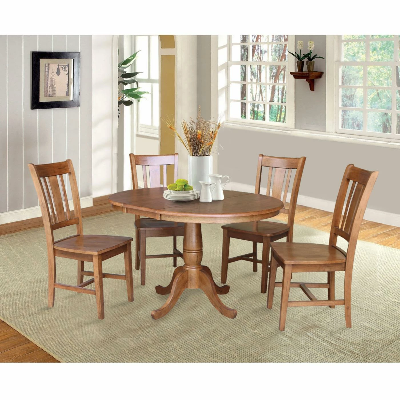 Best Sale ๐ Oval International Concepts 5 Piece Curved Pedestal Dining Table Set With Extension Leaf And San Remo Chairs ๐ 4 Best Sale ๐ Oval International Concepts 5 Piece Curved Pedestal Dining Table Set With Extension Leaf And San Remo Chairs ๐ - Image 2