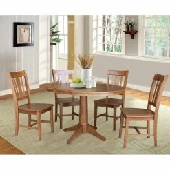 Cheap ❤️ Oval International Concepts 5 Piece Dining Table Set With Extension Leaf And San Remo Chairs ✨ -Kitchen Sales Store inuseWWI858