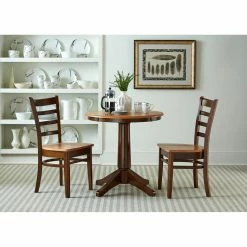 Brand new 🎉 Round International Concepts 3 Piece Straight Pedestal Dining Table Set With Emily Chairs 🎉 -Kitchen Sales Store inuseWWI881