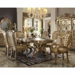 Buy ❤️ Formal Dining Sets Acme Furniture Dresden Gold 7 Piece Trestle Dining Table Set 🥰