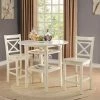 Outlet ❤️ Round Acme Furniture Tartys 3 Piece Counter Height Dining Table Set - Cream 🔔 -Kitchen Sales Store masterACM1410