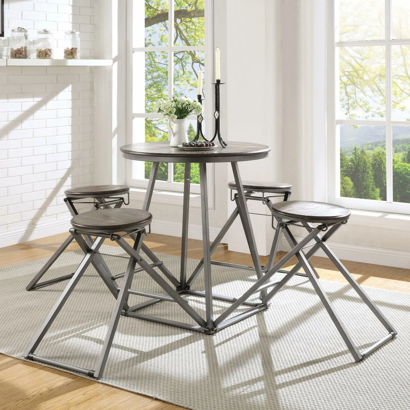 New ✨ Round Acme Furniture Blaze 5 Piece Counter Height Dining Table Set ⌛ 3 New ✨ Round Acme Furniture Blaze 5 Piece Counter Height Dining Table Set ⌛