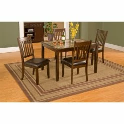 Best deal 🤩 Rectangle Alpine Furniture Capitola Faux Marble 5 Piece Dining Table Set - Espresso 🔔