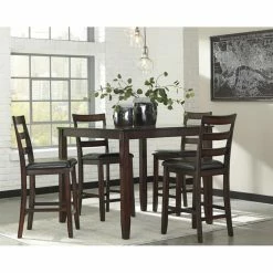 Budget 👍 Square Signature Design By Ashley Coviar 5 Piece Counter Height Dining Table Set 😀
