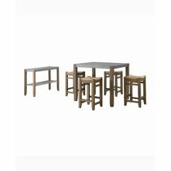 Best Sale ๐ Rectangle Alaterre Furniture Newport 6-Piece Dining Set With 36 In. H Wood Counter-Height Dining Table, Four 26 In. H Stools And Side Buffet Table โจ