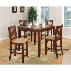Flash Sale ⭐ Benzara Stylish 5 Piece Square Marble Counter Height Dining Table Set 🔥