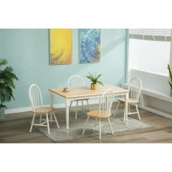 Best deal 🥰 Rectangle Boraam Farmhouse 5 Piece Dining Table Set - White / Natural 🎁
