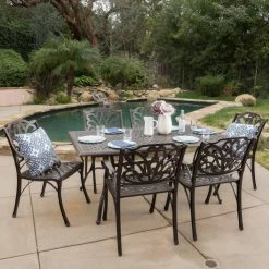 Best reviews of 😍 Best Selling Home Rectangle Alfresco Aluminum 7 Piece Patio Dining Set ⭐