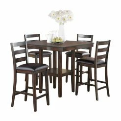 Best Pirce 🌟 Crown Mark Tahoe Vinyl Square 5 Piece Counter Height Dining Table Set ❤️