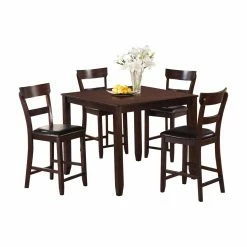 Coupon 🥰 Rectangle Crown Mark Henderson Vinyl Rectangular 5 Piece Counter Height Dining Table Set ⭐
