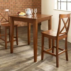 New 🎉 Square Crosley 3-Piece Pub Dining Set With Tapered Leg And X-Back Stools ✨