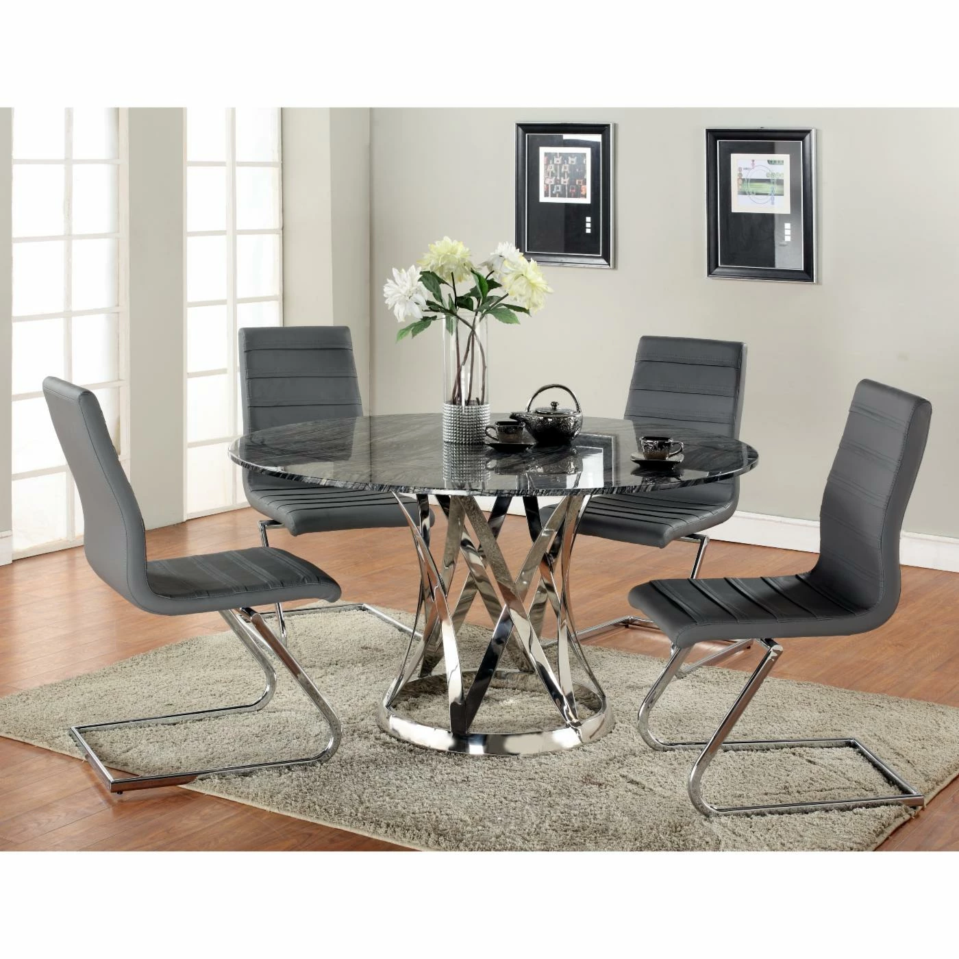 Buy 🔥 Round Chintaly Janet 5 Piece Dining Table Set With Marble Top 🛒 3 Buy 🔥 Round Chintaly Janet 5 Piece Dining Table Set With Marble Top 🛒