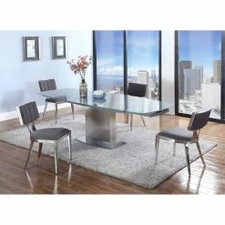 Best Sale 👍 Rectangle Chintaly Mavis 5 Piece Fabric Dining Table Set ⭐