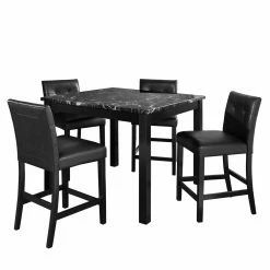 Discount 🥰 Square Dorel Living Andover 5 Piece Faux Marble Counter Height Dining Set ✔️