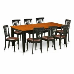 Hot Sale 😉 Rectangle East West Furniture Quincy 9-Piece Lath Back Dining Table Set 🤩