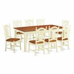 New 🧨 Rectangle East West Furniture Quincy 9-Piece Sheaf Dining Table Set 🔔