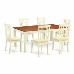 Promo ⌛ Rectangle East West Furniture Quincy 7-Piece Windowpane Dining Table Set 🎁